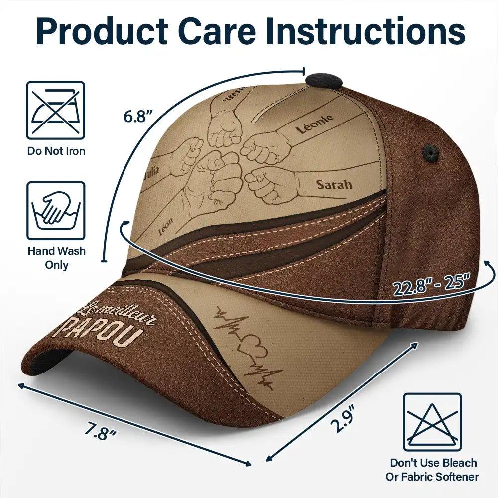 French,Gift For Grandpa,Top Market,Non-Eng,Proud,Icon - Le Meilleur Papa - Casquette Classique Personnalisée