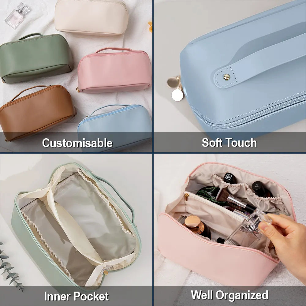 Gift For Women, Happy - Ready In Just A Minute Makeup Girl Beauty 3D Effect - Personalized Leather Makeup Bag