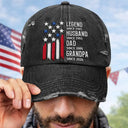 Gift For Father, Gift For Grandpa, Independence Day, Happy - Legend Husband Dad Grandpa American Style - Personalized Embroidered Distressed Cap