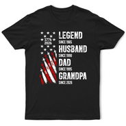 Independence Day,Gift For Grandpa,Top Market,Proud,Custom Text - Legend Husband Dad Grandpa With Kid Names - Personalized T Shirt
