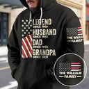 Gift For Grandpa,Gift For Father,Happy - Legend Husband Dad Papa - Personalized Pullover Hoodie