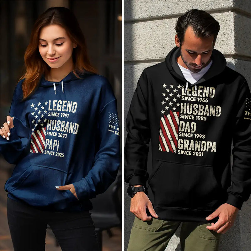Gift For Grandpa,Gift For Father,Happy - Legend Husband Dad Papa - Personalized Pullover Hoodie