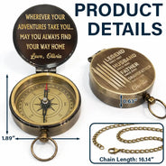 Gift For Husband,Gift For Men,Gift For Grandpa,Gift For Father,Gift For Brothers,Happy,Proud - Legend Husband Daddy Grandpa - Personalized Engraved Brass Compass