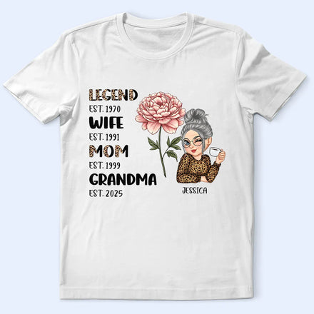 Legend Wife Mom Grandma Birth Month Flower - Personalized T Shirt
