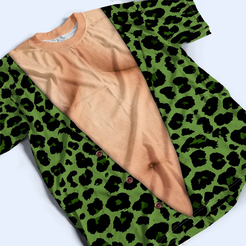 Top Market,Humorous,Gift For Men,Beach,Gift For Yourself,Summer,Icon - Leopard Pattern Funny Realistic Hairy Man Body - Personalized Full Print T Shirt
