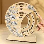 Christmas,Gift For Yourself - Let Your Birth Month Flower Bloom In Time - Personalized Spinning Perpetual Desk Calendar