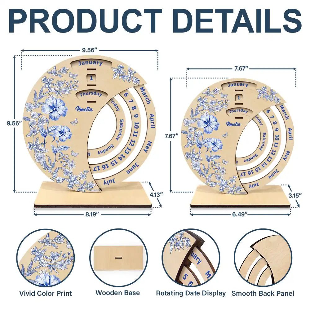 Christmas,Gift For Yourself - Let Your Birth Month Flower Bloom In Time - Personalized Spinning Perpetual Desk Calendar
