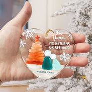 Gift For Couples,Old Couples,Gift For Husband,Gift For Wife,Gift For Boyfriend,Gift For Girlfriend,Christmas,Love - Let's Do This Forever - Personalized Heart Shaped Glass Ornament