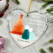 Gift For Couples,Old Couples,Gift For Husband,Gift For Wife,Gift For Boyfriend,Gift For Girlfriend,Christmas,Love - Let's Do This Forever - Personalized Heart Shaped Glass Ornament