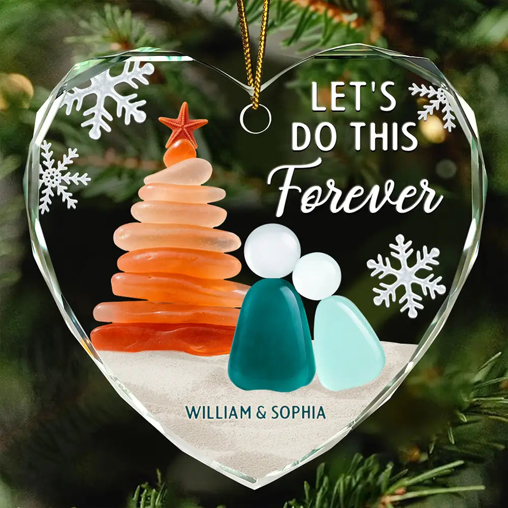 Let's Do This Forever - Personalized Heart Shaped Glass Ornament