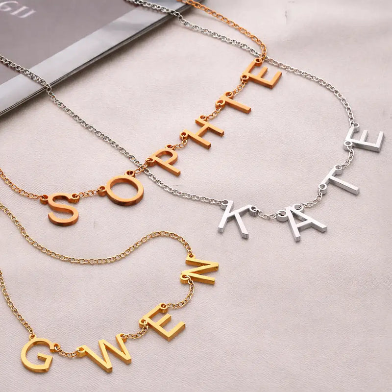 Gift For Yourself, Happy - Letter Charms Made In The Name - Personalized Letter Necklace