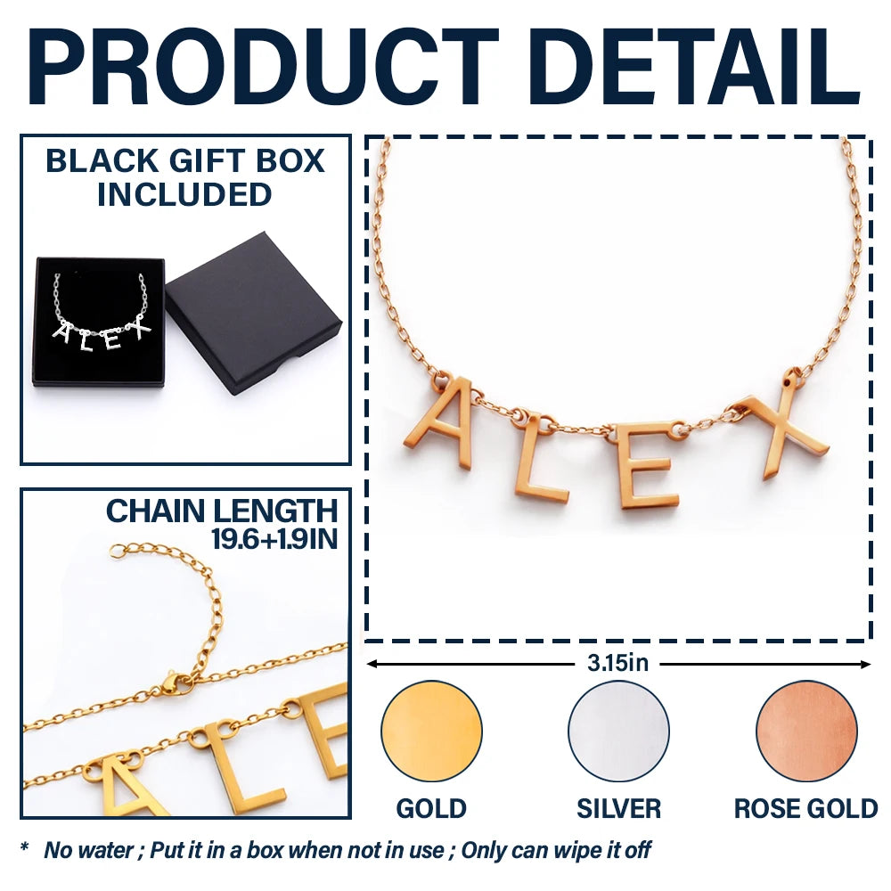 Gift For Yourself, Happy - Letter Charms Made In The Name - Personalized Letter Necklace