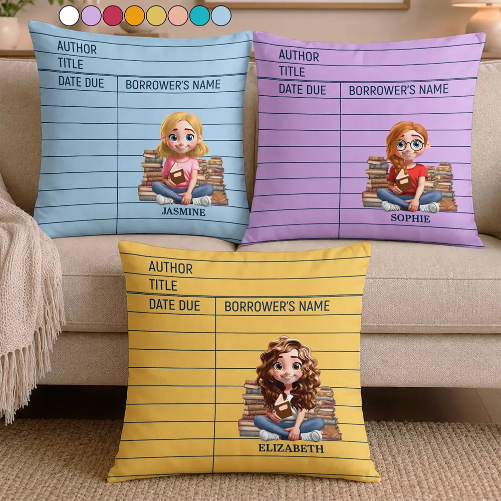 Christmas,Cozy,Reading,Gift For Yourself,Vector - Library Card Reading Book Lovers - Personalized Pillow