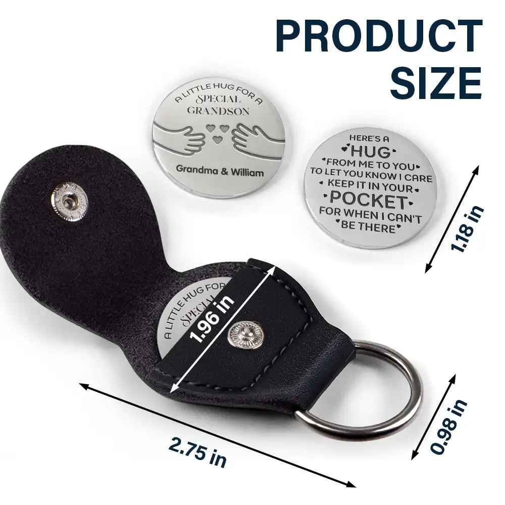 Love,Gift For Grandkids - Little Hug For A Special Granddaughter - Personalized Leather Pocket Hug