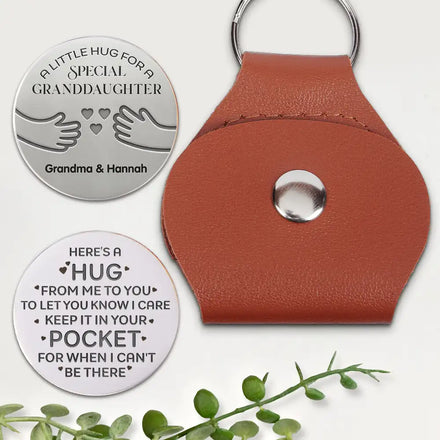 Little Hug For A Special Granddaughter - Personalized Leather Pocket Hug