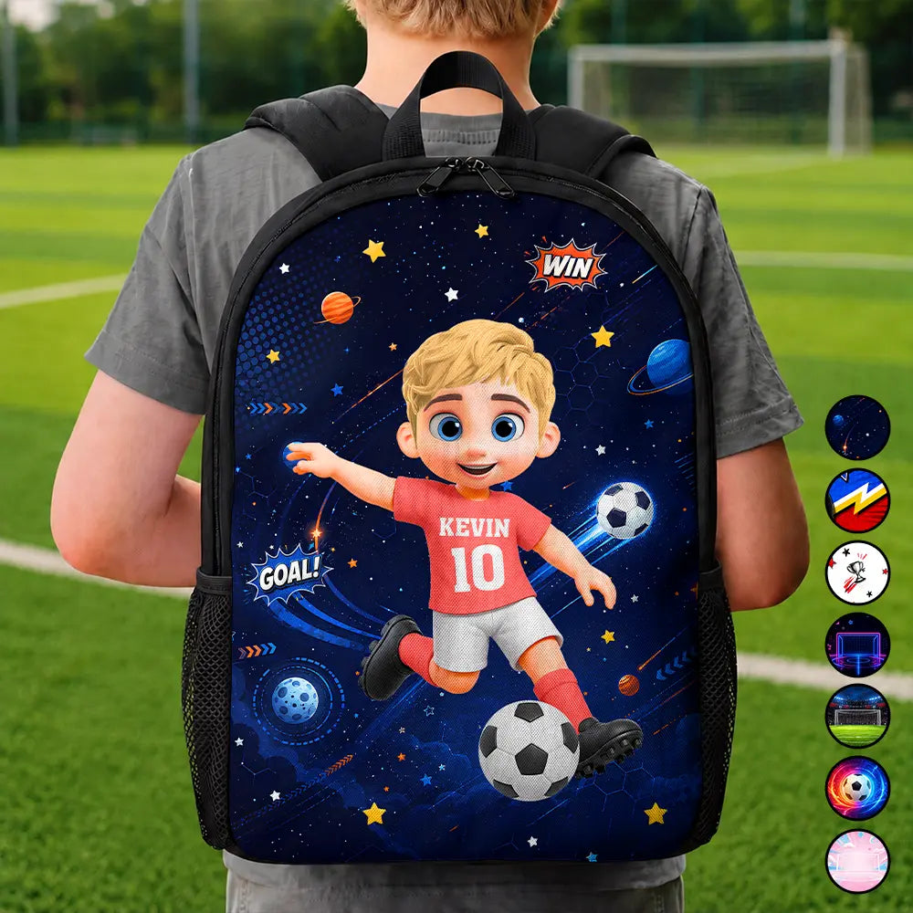 Top Market, Adorable, Back To School, Football (Soccer),Gift For Kids, Vector - Little Kids Soccer Player - Personalized Kids Backpack