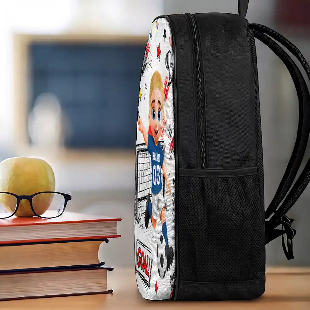 Top Market, Adorable, Back To School, Football (Soccer),Gift For Kids, Vector - Little Kids Soccer Player - Personalized Kids Backpack