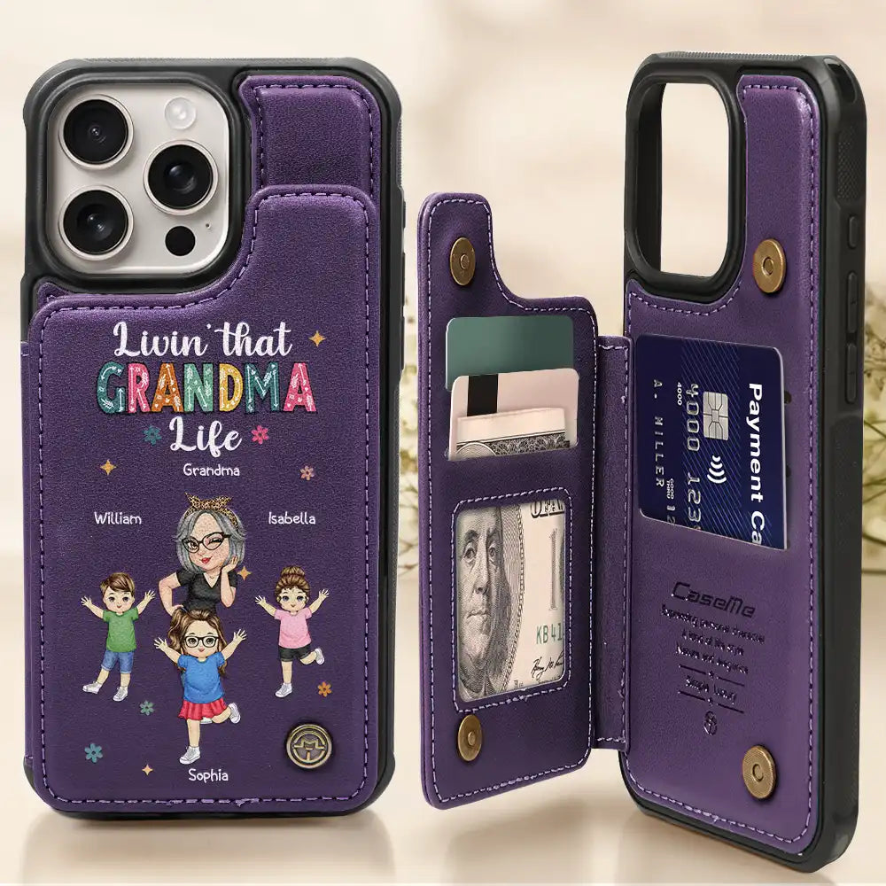 Living That Grandma Life - Personalized Leather Flip Wallet Phone Case
