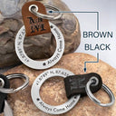 Gift For Yourself,Gift For Father,Gift For Mother,Gift For Brothers,Gift For Sisters,Gift For Son,Gift For Daughter,Family,Long Distance,Happy - Location Coordinates Always Come Home - Personalized Leather Coordinates Keychain