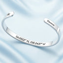 Gift For Yourself,Gift For Men,Gift For Women,Happy,Family - Location Coordinates I Own This Place - Personalized Bangle Bracelet Cuff