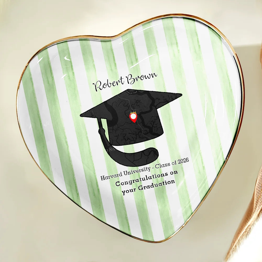 Graduation,Gift For Bestie,Gift For Yourself,Gift For Girlfriend,Gift For Daughter,Happy - Location Map Congratulations On Your Graduation - Personalized Ring Dish