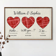 Family,Gift For Father,Gift For Mother,Love,Gift For Grandma,Gift For Grandpa - Location Map Our Love Story - Personalized Poster
