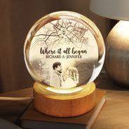 Gift For Couples,Gift For Husband,Gift For Wife,Gift For Boyfriend,Gift For Girlfriend,Love - Custom Photo Location Map Where It All Began - Personalized Crystal Globe Lamp