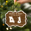 Gift For Sibling,Gift For Brothers,Gift For Sisters,Christmas,Love,Long Distance,Top Market - Long Distance Siblings Never Apart - Personalized 2-Layered Wooden Ornament