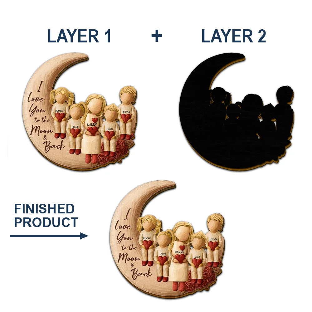 Gift For Grandma,Grandma - Grandkids,Family,Happy - Love You To The Moon & Back - Personalized Custom Shaped Car Visor Clip