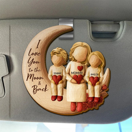 Love You To The Moon & Back - Personalized Custom Shaped Car Visor Clip