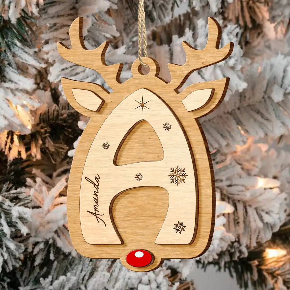 Christmas, Family, Gift For Kids, Happy - Lovely Monogram Keepsake For Family - Personalized 2-Layered Wooden Ornament