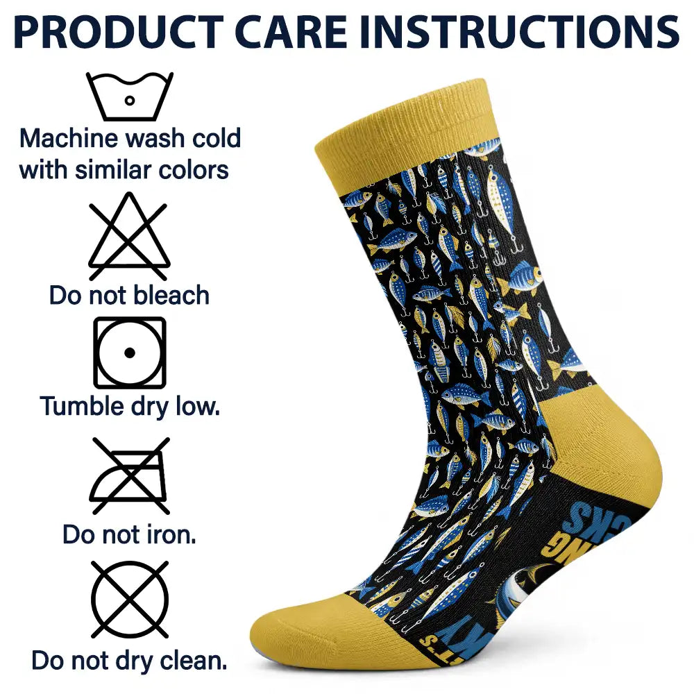 Top Market, Christmas, Gift For Men, Fishing, Gift For Yourself, Icon, Happy - Lucky Fishing Socks Fk Off I'm Fishing Gift For Fisherman - Personalized Socks
