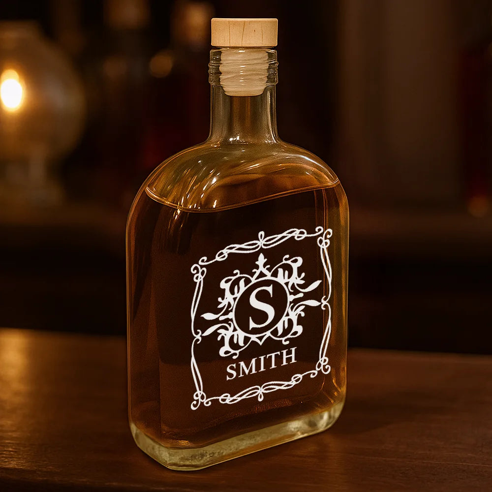 Family, Happy - Luxury Family Name - Personalized Whiskey Bottle