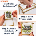 Art Design,Christmas,Family,Photo - Watercolor - With BG,Happy - Custom Photo Watercolor Painting Our First Home - Personalized Metal Frame Ornament