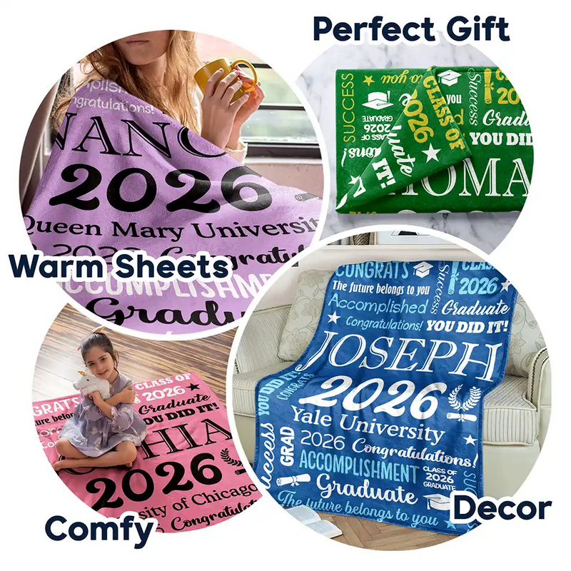 Graduation,Happy,Gift For Yourself,Gift For Men,Gift For Women,Gift For Daughter,Gift For Son,Gift For Bestie - Congrats Grad You Did It - Personalized Fleece Blanket, Sherpa Blanket