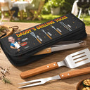 Gift For Father,Gift For Grandpa,Grandpa's Hobby,Dad's Hobby,Grilling,Non-Eng,Photo,Icon,Humorous - Custom Photo Daddy Papa Grilling Tools - Personalized BBQ Tool Set With Storage Bag