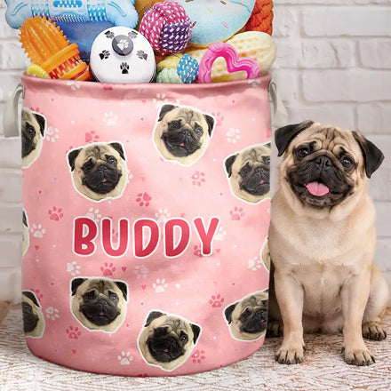Gift For Pet Mom - Personalized Custom Photo Pet Face Laundry Basket, Storage Basket