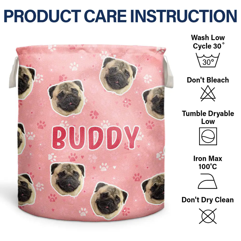 Custom Photo,Cut-Face Photo,Happy,Pet Lovers - Gift For Pet Mom - Personalized Custom Photo Pet Face Laundry Basket, Storage Basket