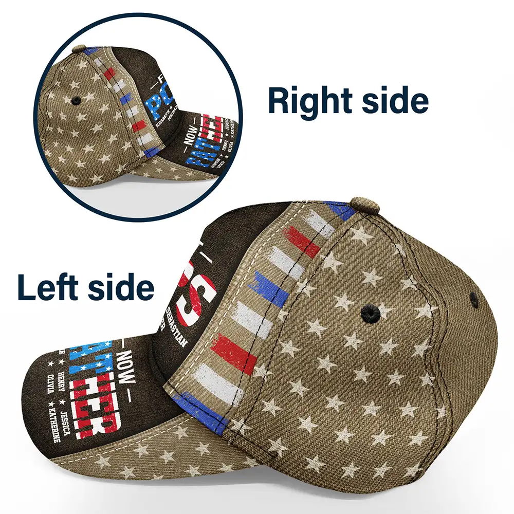 Gift For Father,Gift For Grandpa,Independence Day,Happy - America First Dad Now Grandpa Kid Names - Personalized Classic Cap