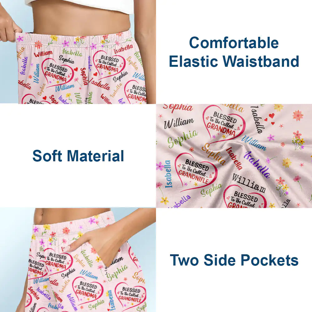 Gift For Grandma, Gift For Mother - Bless To Be Called Grandma Nana Auntie - Personalized Pajama Shorts
