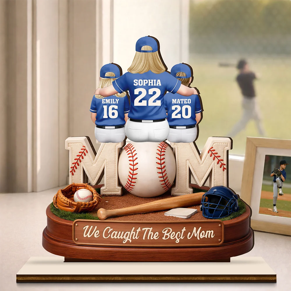 3D Effect Baseball We Caught The Best Mom Dad - Personalized Custom Shaped Wooden Plaque