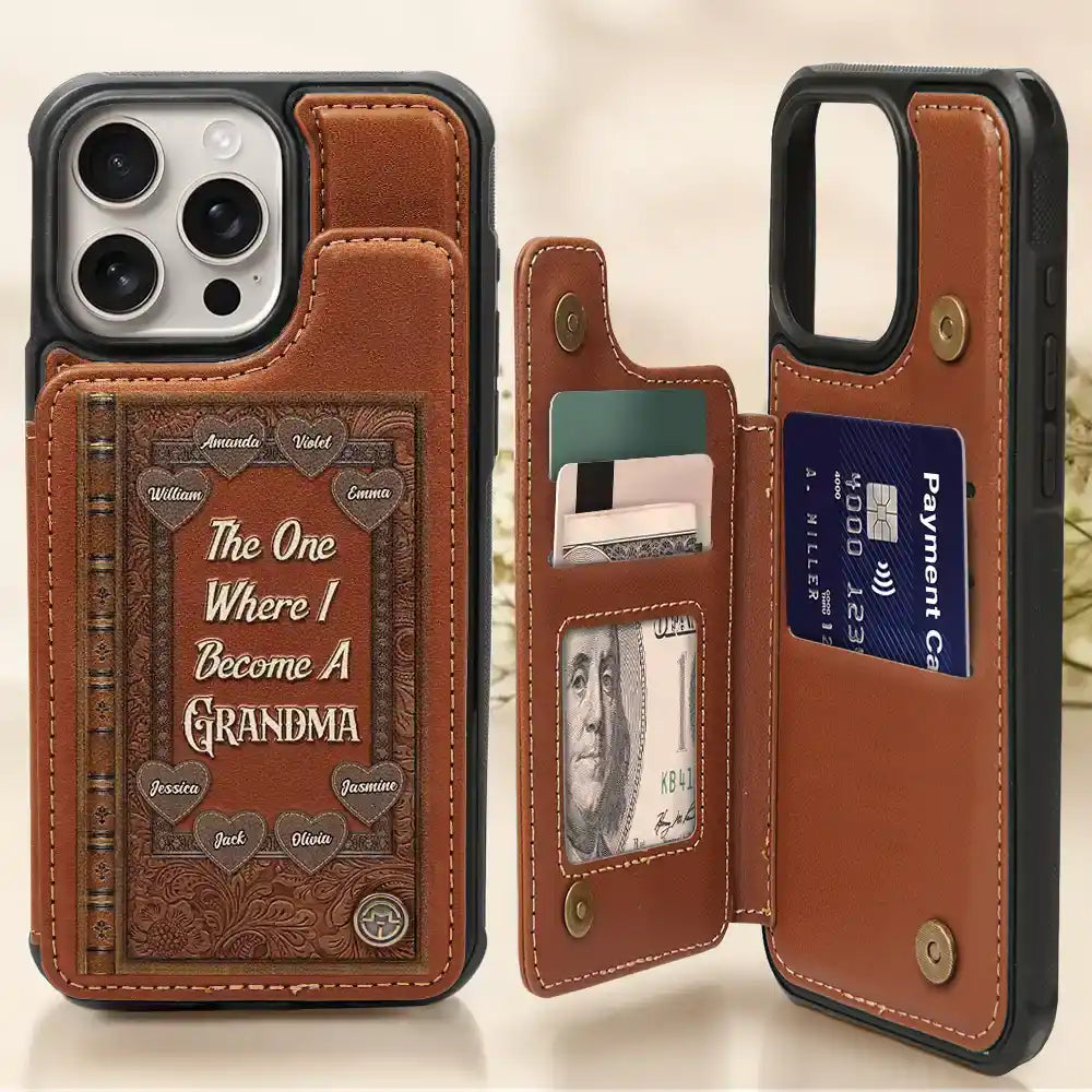 Book Themed The One Where I Become A Mom - Personalized Leather Flip Wallet Phone Case