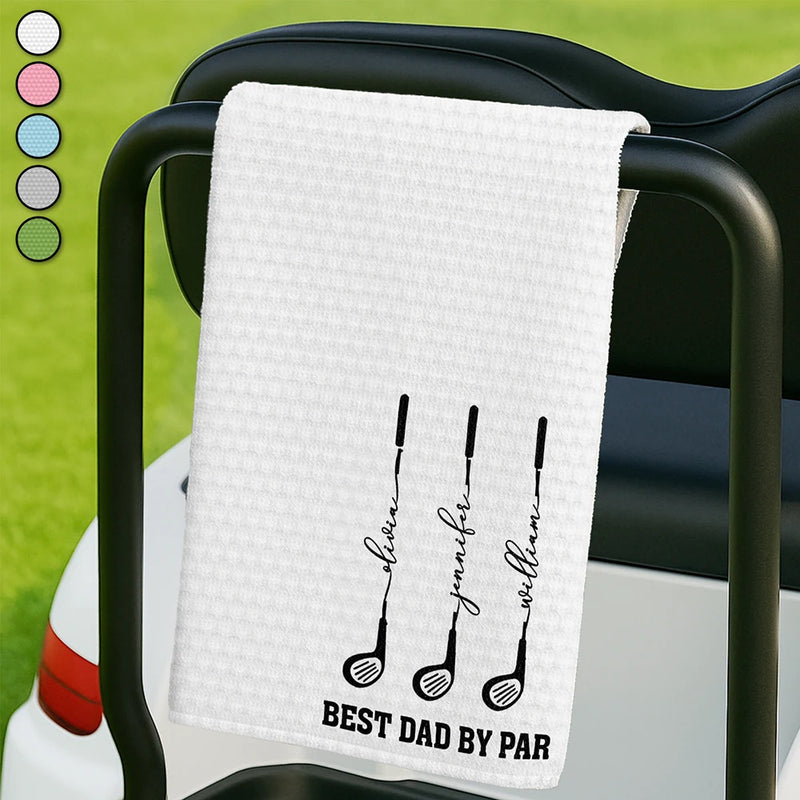 Gift For Father,Gift For Grandpa,Golf,Happy,Icon - Best Dad Grandpa By Par Golf Clubs - Personalized Golf Towel