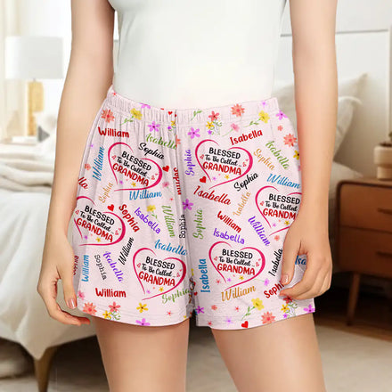 Bless To Be Called Grandma Nana Auntie - Personalized Pajama Shorts