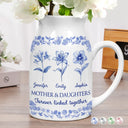 Gift For Mother,Mom - Daughters (Adult),Mom - Daughters (Young),Mom - Sons,Mom - Children,Love - Mother & Daughters Forever Linked Together Toile Birth Flower - Personalized Ceramic Flower Vase