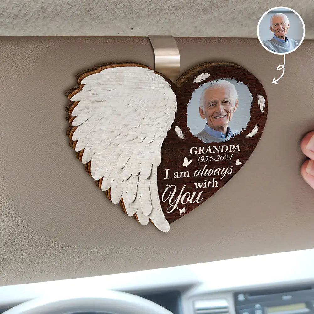 Custom Photo Although You Cannot See Me I'm Always With You - Personalized Custom Shaped Car Visor Clip