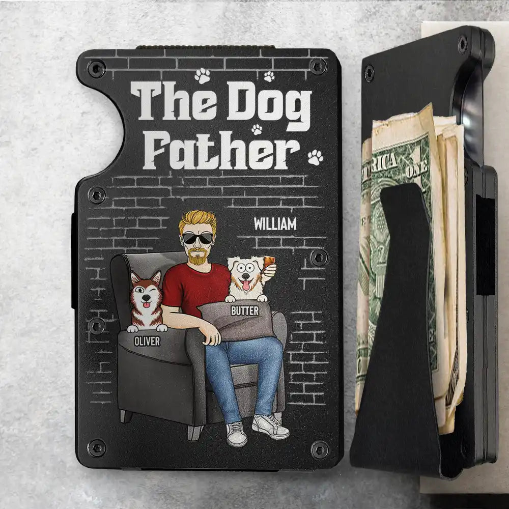 Pet Dad The Dog Father Funny Dog Cat - Personalized Card Wallet With Money Clip