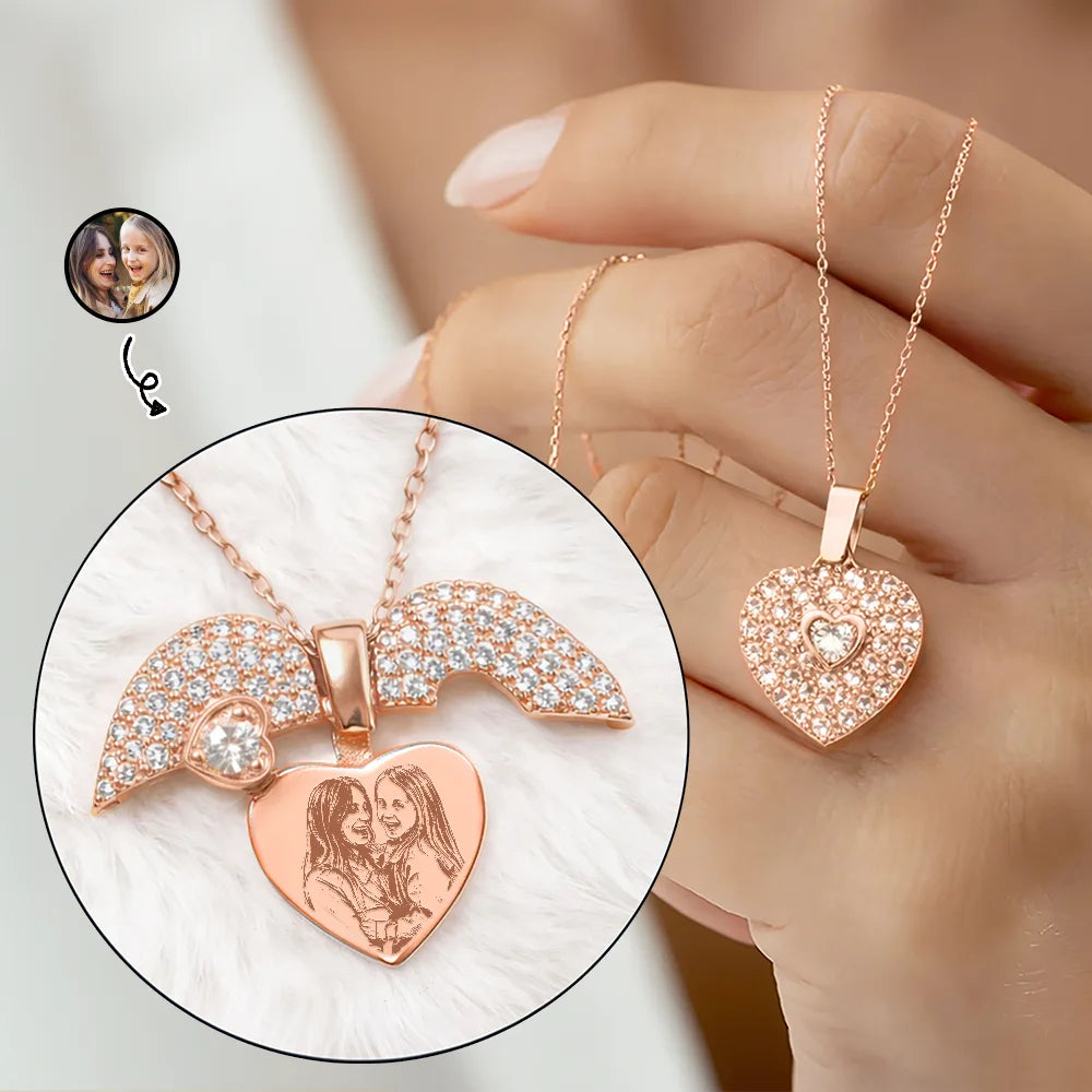 Custom Photo Pencil Sketch Portrait Jewelry For Women - Personalized Hidden Message Necklace