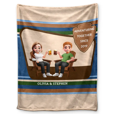 3D Effect Travel Couple Adventure Together Since - Personalized Fleece Blanket, Sherpa Blanket