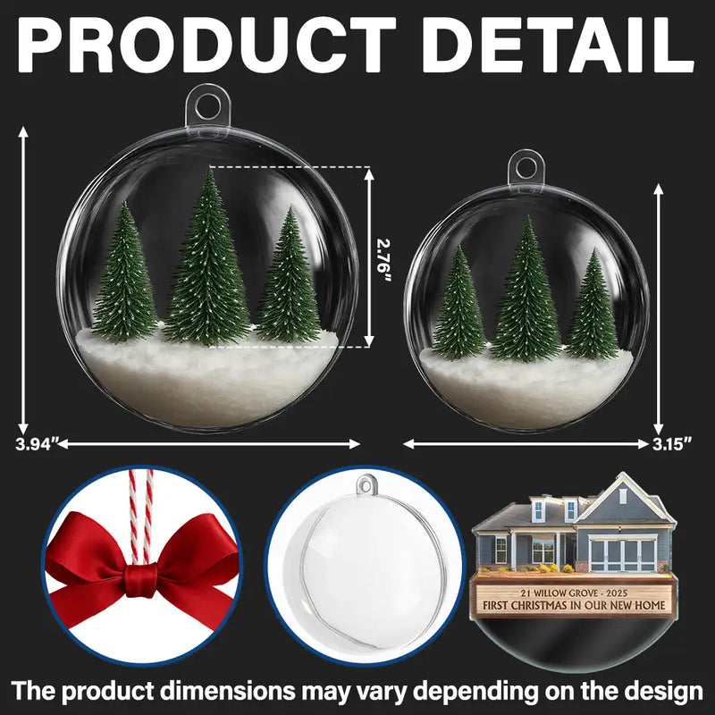 Custom Photo First Christmas In Our New Home - Personalized 3D Acrylic Ball Ornament